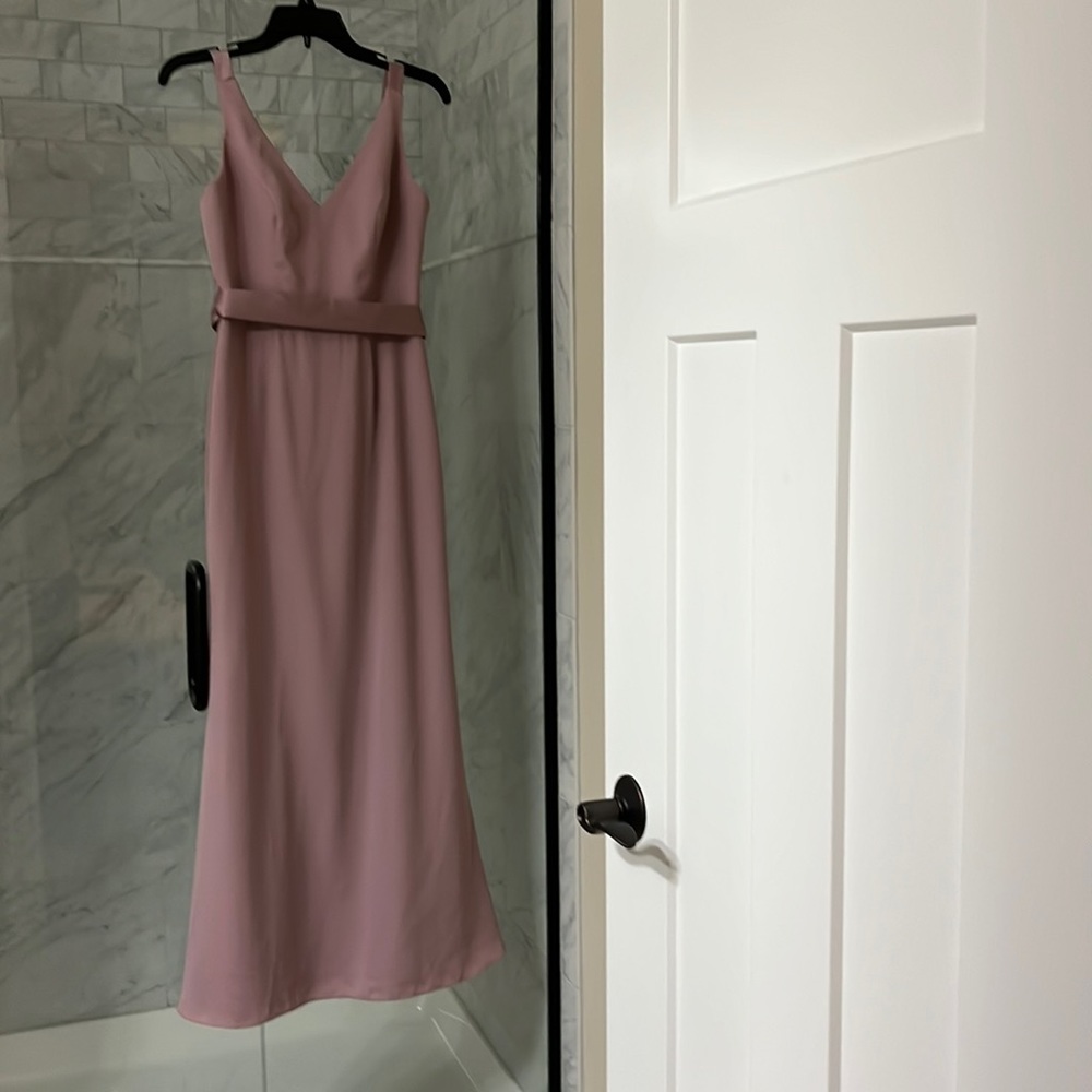 Wedding guest blush dress